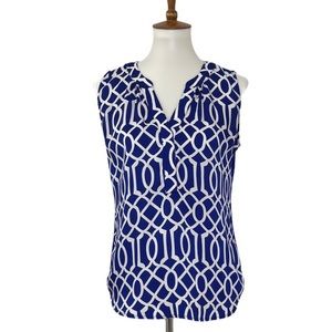 hanna & gracie Sleeveless Top Blue & White Medium